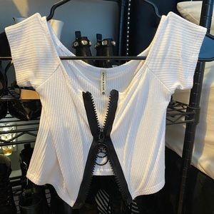 Emma and Sam White Crop with Black Hardware